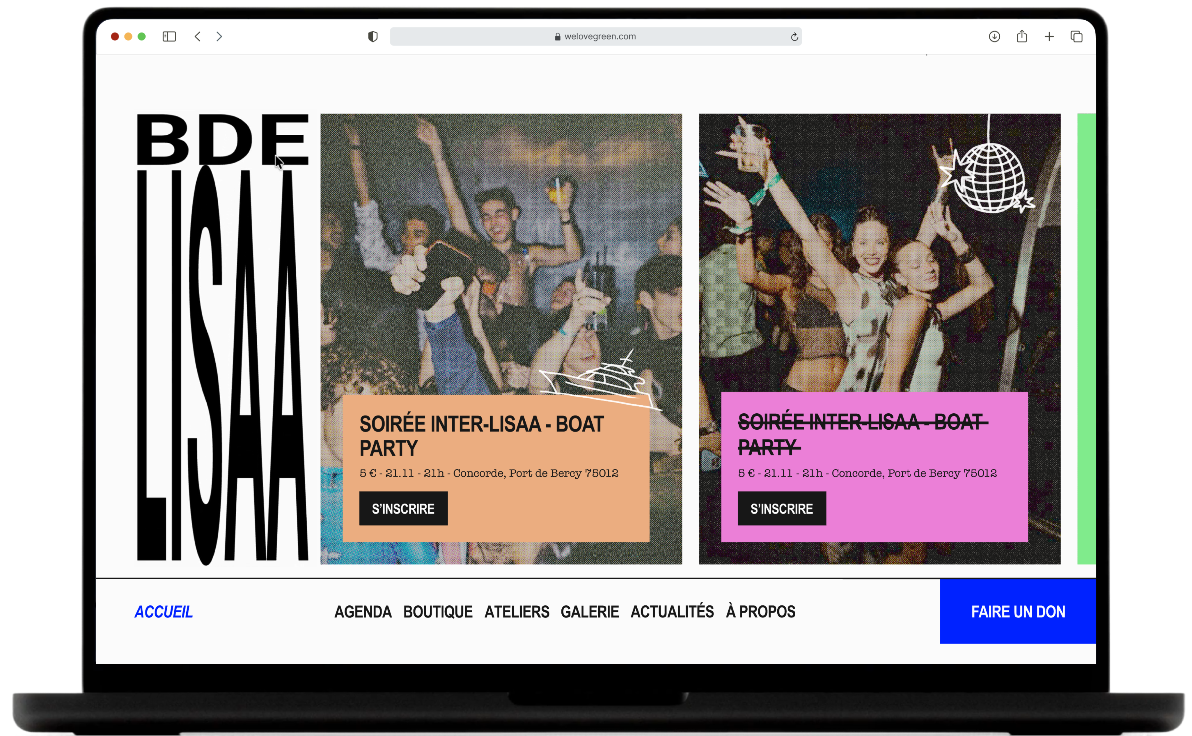 mockup site web bde accueil
