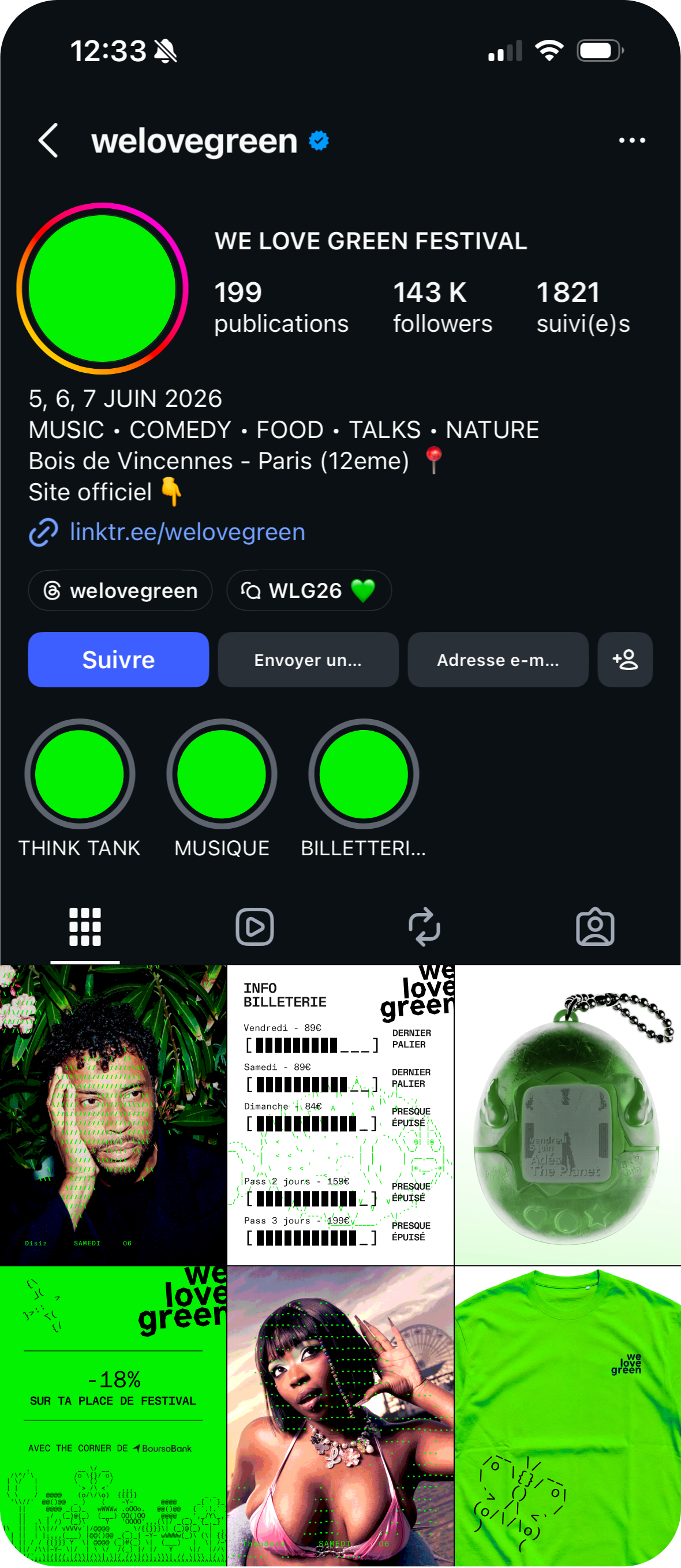 page instagram reseaux sociaux we love green
